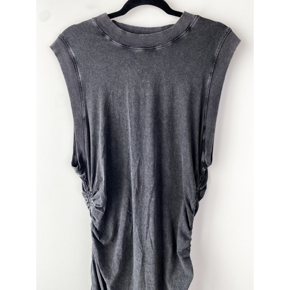 Anthropologie Daily Practice Ruched Mini Dress XL Stonewash Black Casual Sporty - Picture 4 of 14